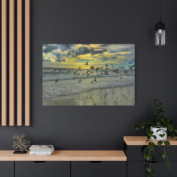 91638-38.jpg Convey of Birds are Flying Duing Sunset Standard Canvas