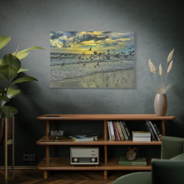 91638-39.jpg Convey of Birds are Flying Duing Sunset Standard Canvas