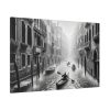 Black and White Venice Canal During Heavy Rain Standard Canvas