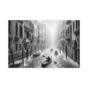 Black and White Venice Canal During Heavy Rain Standard Canvas