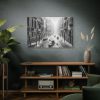 Black and White Venice Canal During Heavy Rain Standard Canvas