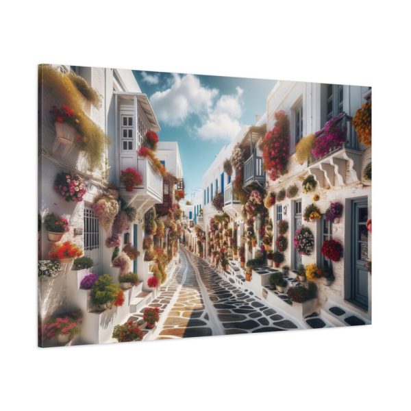 91638-510.jpg Greek Street With Flowers Standard Canvas