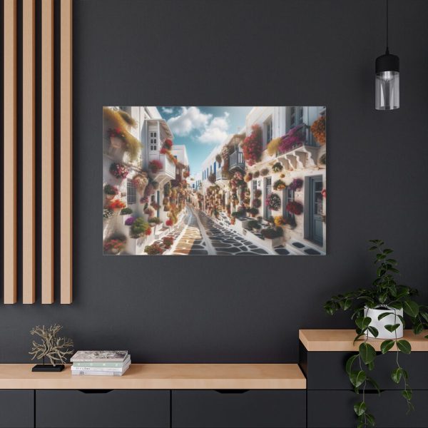 91638-513.jpg Greek Street With Flowers Standard Canvas