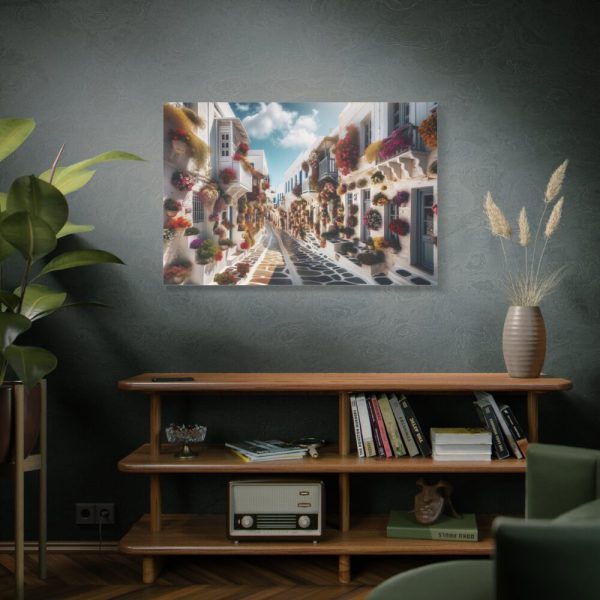 91638-514.jpg Greek Street With Flowers Standard Canvas