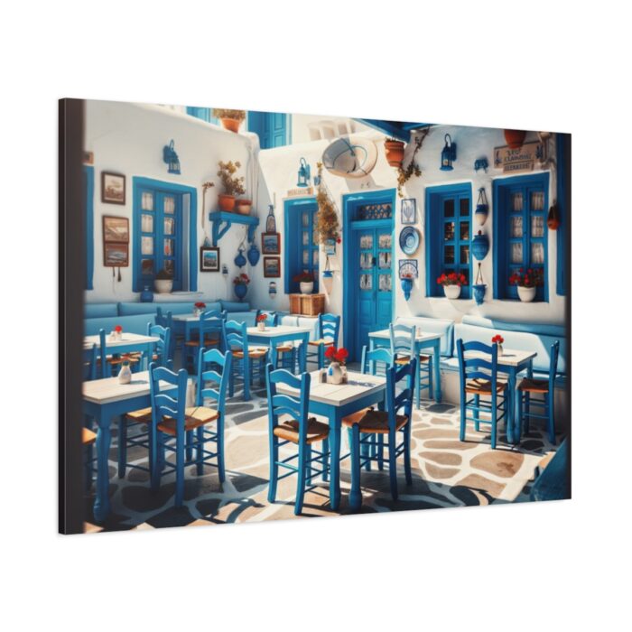 Blue Tavern in Greece Standard Canvas - Image 1