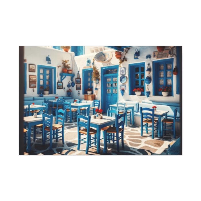 Blue Tavern in Greece Standard Canvas - Image 2