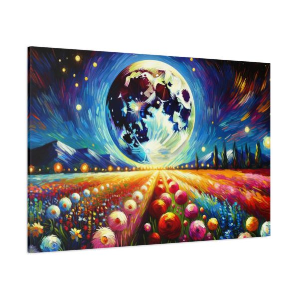 91638-535.jpg Bright Moon Over Vibrant Field of Flowers Standard Canvas