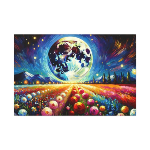 91638-536.jpg Bright Moon Over Vibrant Field of Flowers Standard Canvas