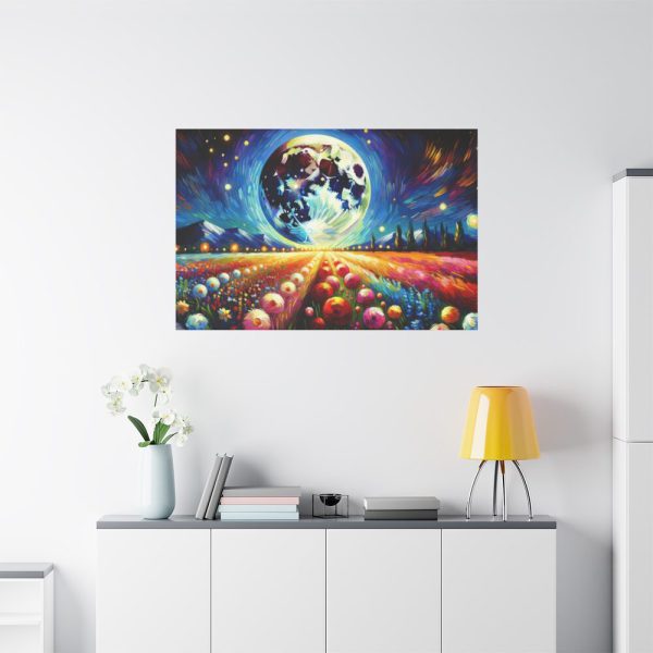 91638-537.jpg Bright Moon Over Vibrant Field of Flowers Standard Canvas