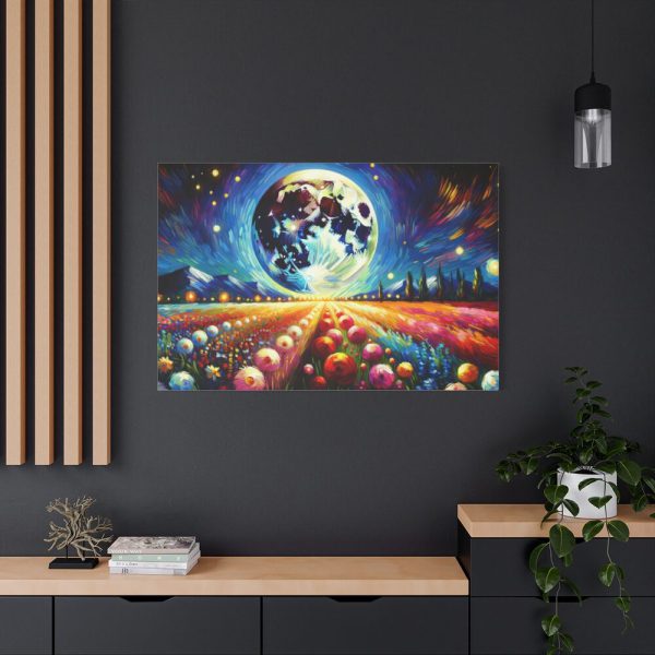 91638-538.jpg Bright Moon Over Vibrant Field of Flowers Standard Canvas