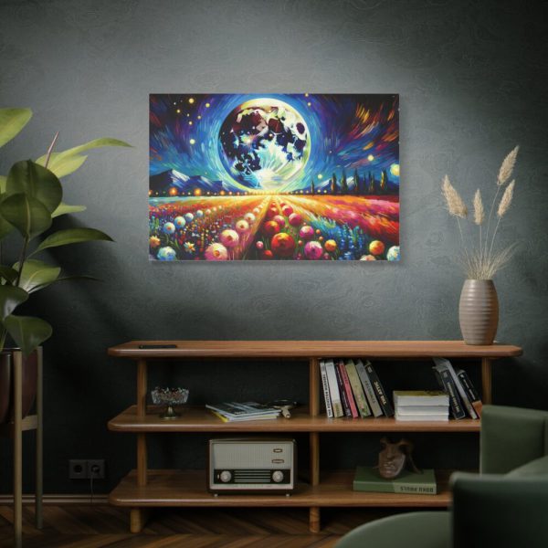 91638-539.jpg Bright Moon Over Vibrant Field of Flowers Standard Canvas