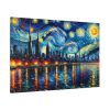City Skyline at Night With Vibrant Swirling Colors Standard Canvas