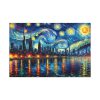 City Skyline at Night With Vibrant Swirling Colors Standard Canvas
