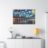 City Skyline at Night With Vibrant Swirling Colors Standard Canvas