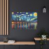 City Skyline at Night With Vibrant Swirling Colors Standard Canvas