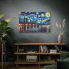 City Skyline at Night With Vibrant Swirling Colors Standard Canvas