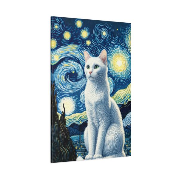 91655-170.jpg White Cat Sitting and Looking Forward Standard Canvas