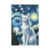 91655-171.jpg White Cat Sitting and Looking Forward Standard Canvas