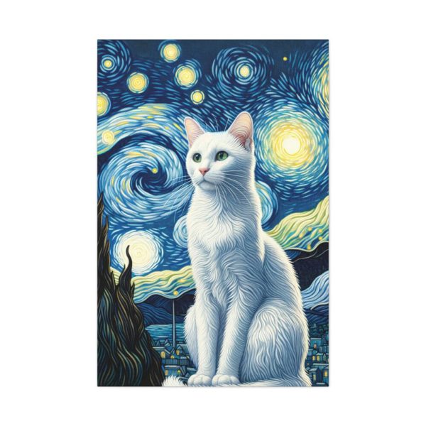 91655-171.jpg White Cat Sitting and Looking Forward Standard Canvas