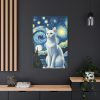 91655-173.jpg White Cat Sitting and Looking Forward Standard Canvas