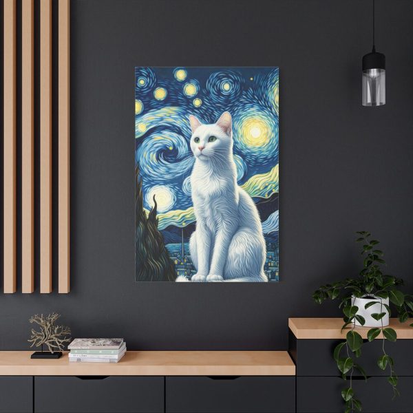 91655-173.jpg White Cat Sitting and Looking Forward Standard Canvas