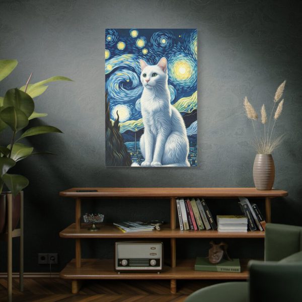 91655-174.jpg White Cat Sitting and Looking Forward Standard Canvas