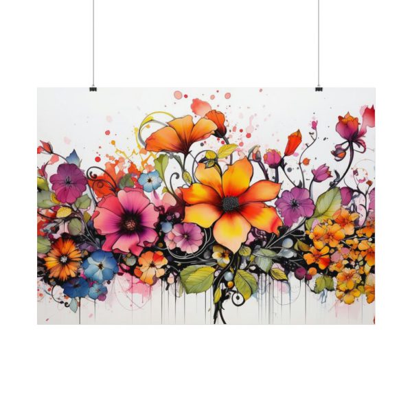 92408-261.jpg Colorful Watercolor Flowers on White Background Poster