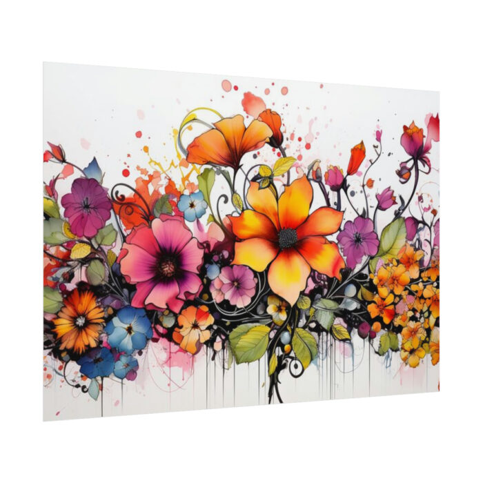 Colorful Watercolor Flowers on White Background Poster - Image 3