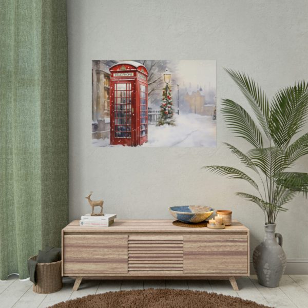 Red Christmas Phone Booth Poster