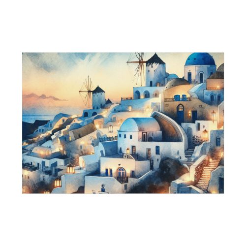 92408-435.jpg Oia Village in Santorini at Night Poster