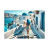 Woman With Blue Hair in Greece Poster