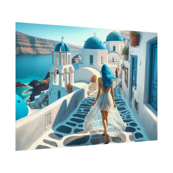Woman With Blue Hair in Greece Poster