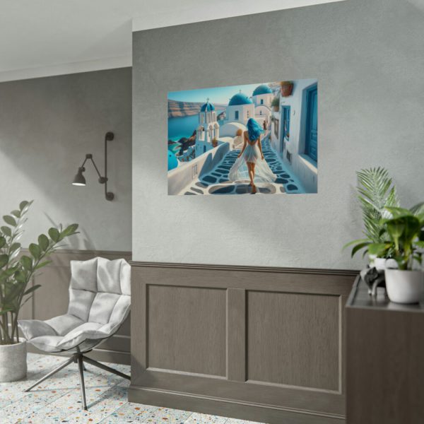 Woman With Blue Hair in Greece Poster
