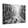 Black and White Venice Canal During Heavy Rain Poster