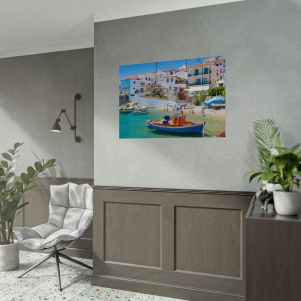 Greek Coastal Town Poster