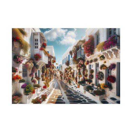 92408-615.jpg Greek Street With Flowers Poster