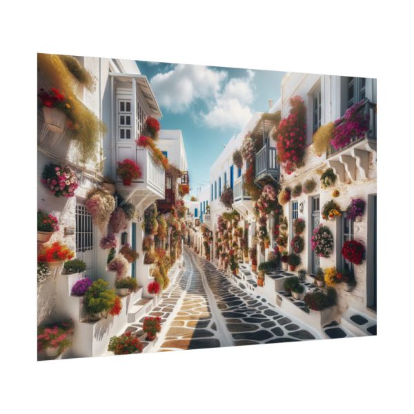 92408-617.jpg Greek Street With Flowers Poster