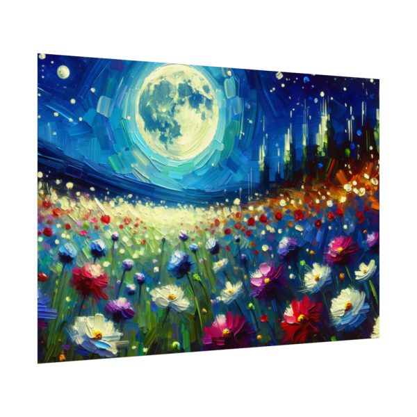 92408-657.jpg Moonlit Field of Colorful Flowers Poster