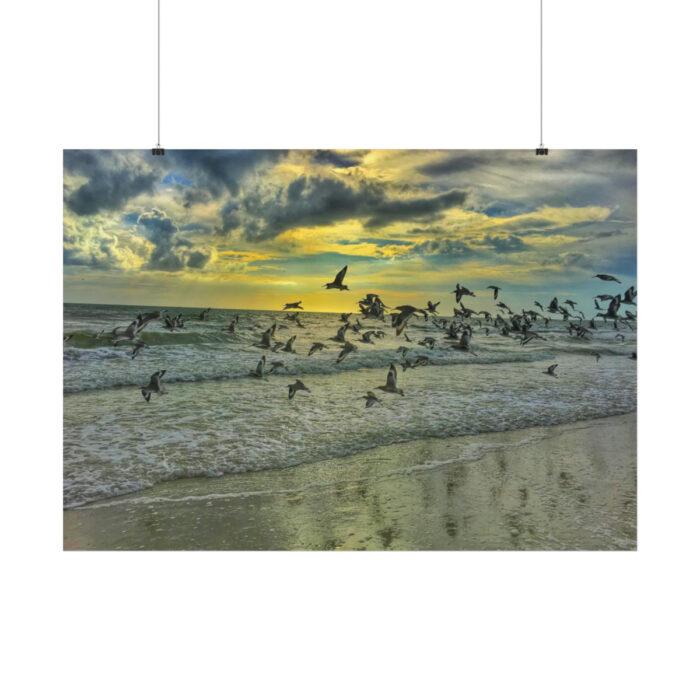 Convey of Birds are Flying Duing Sunset Poster - Image 2