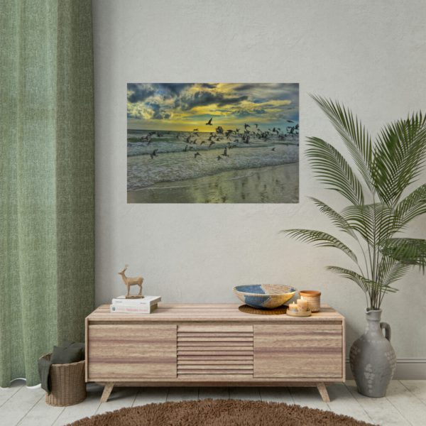 92408-83.jpg Convey of Birds are Flying Duing Sunset Poster