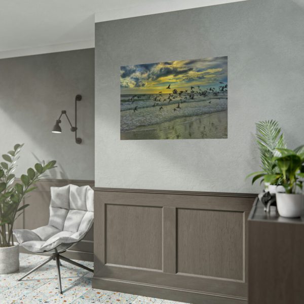 92408-84.jpg Convey of Birds are Flying Duing Sunset Poster