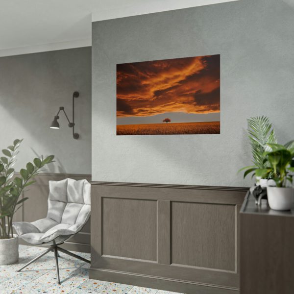 Orange Scenery With Beautiful Tree Poster