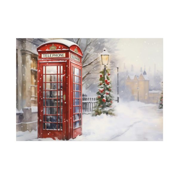 Red Christmas Phone Booth Poster