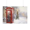 Red Christmas Phone Booth Poster