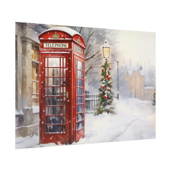 Red Christmas Phone Booth Poster