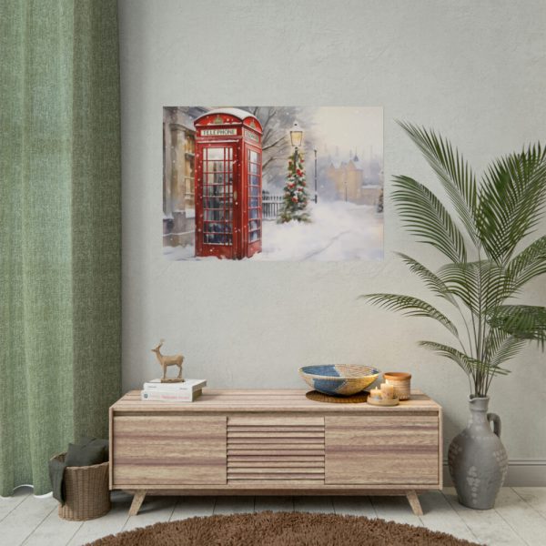 Red Christmas Phone Booth Poster