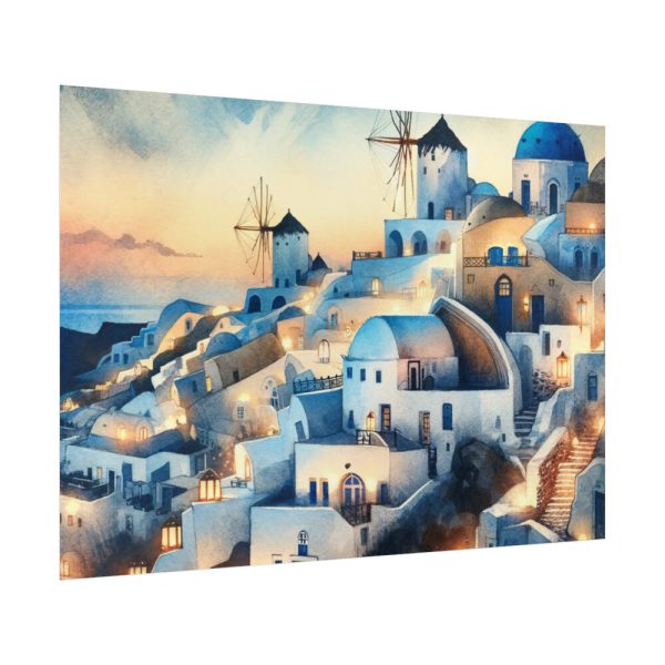 92409-442.jpg Oia Village in Santorini at Night Poster