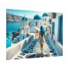 Woman With Blue Hair in Greece Poster