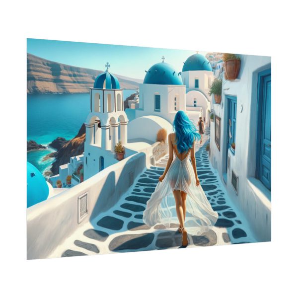 Woman With Blue Hair in Greece Poster