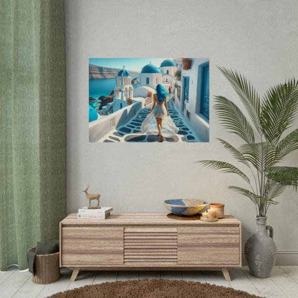 Woman With Blue Hair in Greece Poster